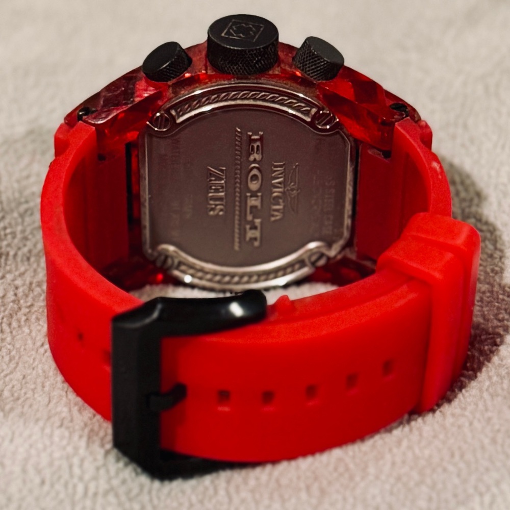 Invicta Bolt Zeus Red Chronograph Watch Silicone Strap - Picture 7 of 8